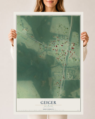 Map of Geiger, Alabama, 24 x 36 inch unframed archival matte print