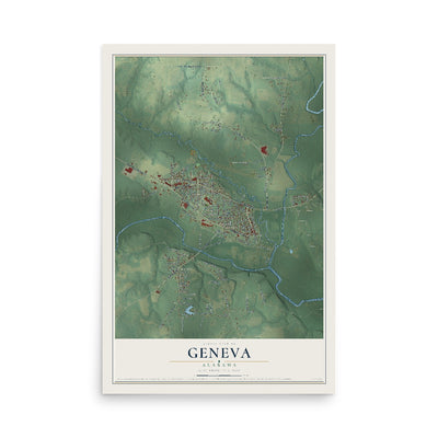 Map of Geneva, Alabama, 12 x 18 inch unframed archival matte print