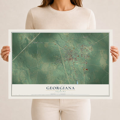 Map of Georgiana, Alabama, 12 x 18 inch unframed archival matte print