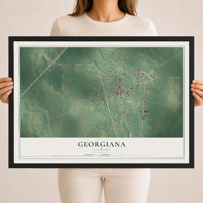 Map of Georgiana, Alabama, 18 x 24 inch print in a black wood frame