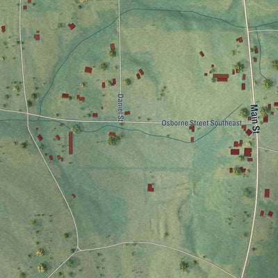 Second close-up of the map of Geraldine, Alabama print showing more streets and buildings