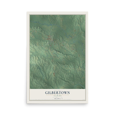Map of Gilbertown, Alabama, 12 x 18 inch unframed archival matte print
