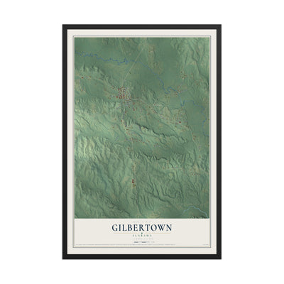 Map of Gilbertown, Alabama, 12 x 18 inch print in a black wood frame