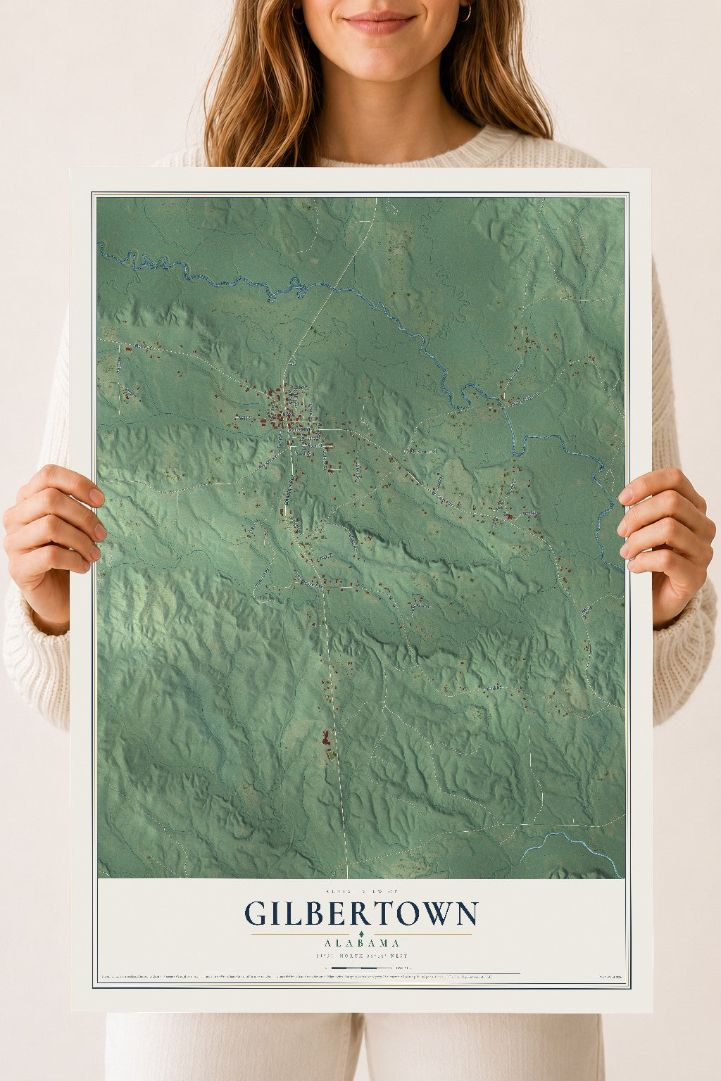 Map of Gilbertown, Alabama, 18 x 24 inch unframed archival matte print