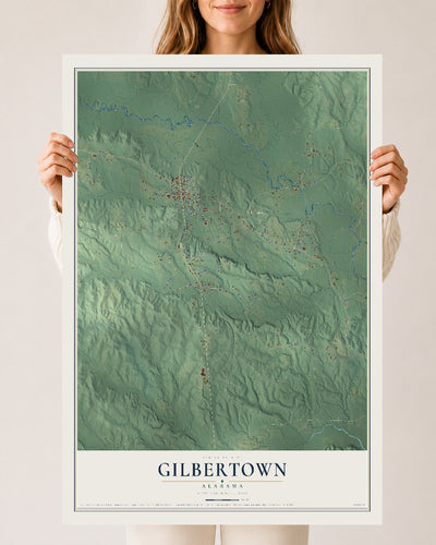 Map of Gilbertown, Alabama, 24 x 36 inch unframed archival matte print