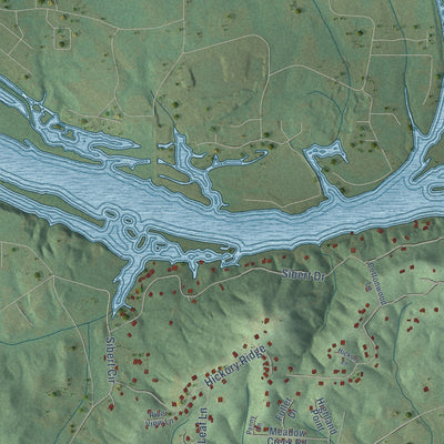 Second close-up of the map of Glencoe, Alabama print showing more streets and buildings