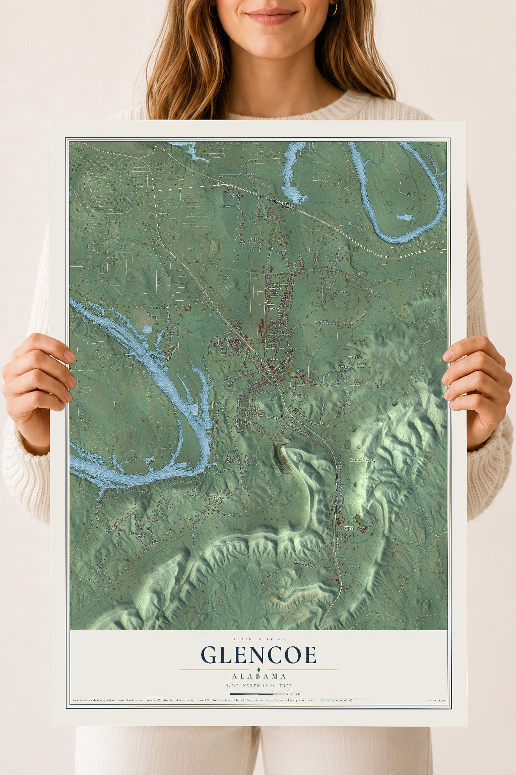 Map of Glencoe, Alabama, 18 x 24 inch unframed archival matte print
