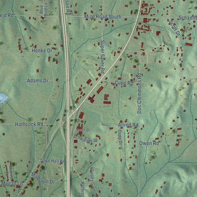 Close-up of the map of Good Hope, Alabama print showing street and building detail