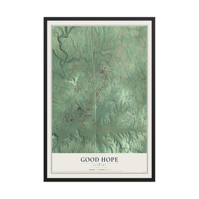 Map of Good Hope, Alabama, 12 x 18 inch print in a black wood frame