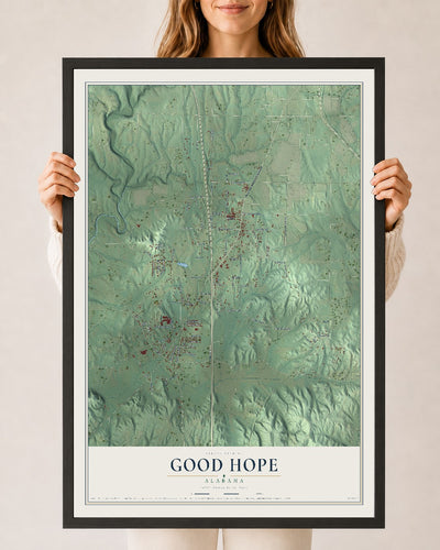 Map of Good Hope, Alabama, 24 x 36 inch print in a black wood frame