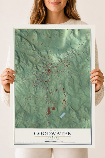 Map of Goodwater, Alabama, 18 x 24 inch unframed archival matte print