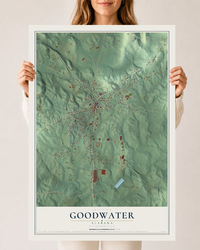 Map of Goodwater, Alabama, 24 x 36 inch unframed archival matte print