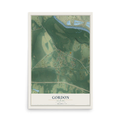 Map of Gordon, Alabama, 12 x 18 inch unframed archival matte print