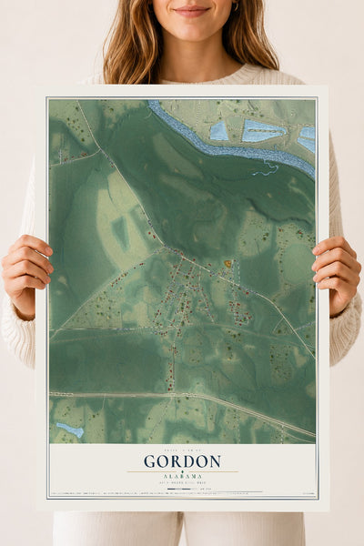 Map of Gordon, Alabama, 18 x 24 inch unframed archival matte print