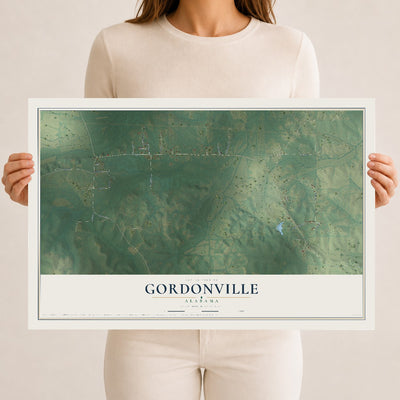 Map of Gordonville, Alabama, 12 x 18 inch unframed archival matte print