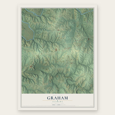 Graham, Alabama map print, the full design