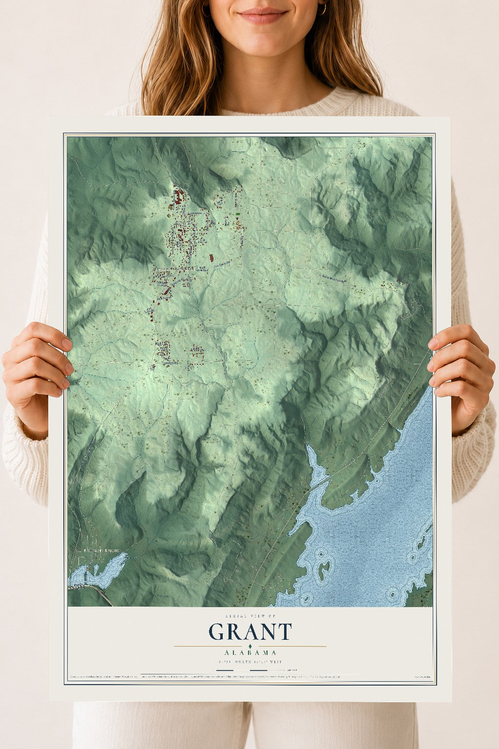Map of Grant, Alabama, 18 x 24 inch unframed archival matte print