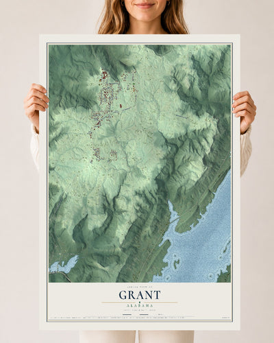 Map of Grant, Alabama, 24 x 36 inch unframed archival matte print
