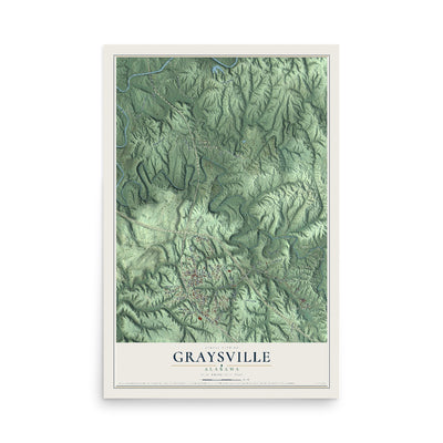 Map of Graysville, Alabama, 12 x 18 inch unframed archival matte print