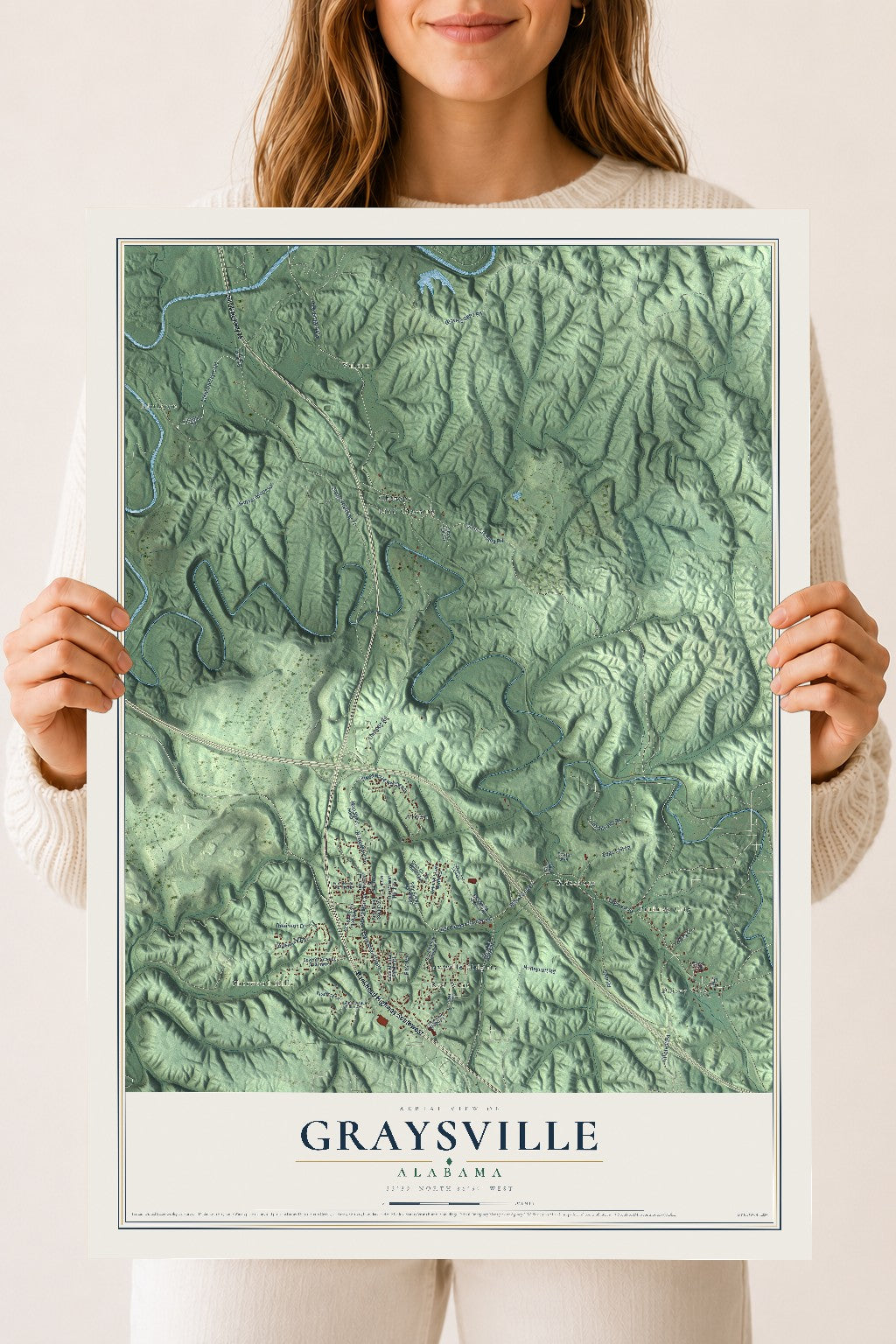 Map of Graysville, Alabama, 18 x 24 inch unframed archival matte print
