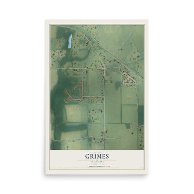 Map of Grimes, Alabama, 12 x 18 inch unframed archival matte print