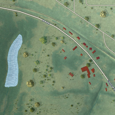 Second close-up of the map of Grimes, Alabama print showing more streets and buildings