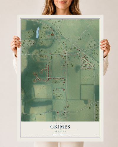 Map of Grimes, Alabama, 24 x 36 inch unframed archival matte print