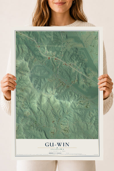Map of Gu-Win, Alabama, 18 x 24 inch unframed archival matte print