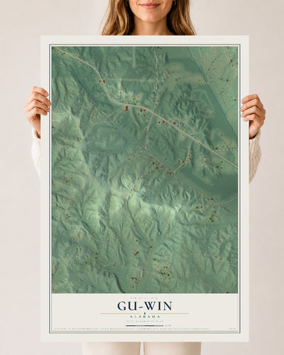 Map of Gu-Win, Alabama, 24 x 36 inch unframed archival matte print