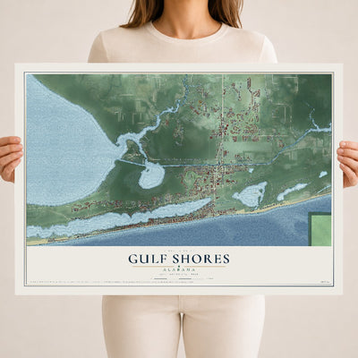 Map of Gulf Shores, Alabama, 18 x 24 inch unframed archival matte print