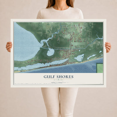 Map of Gulf Shores, Alabama, 24 x 36 inch unframed archival matte print