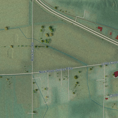 Second close-up of the map of Gurley, Alabama print showing more streets and buildings