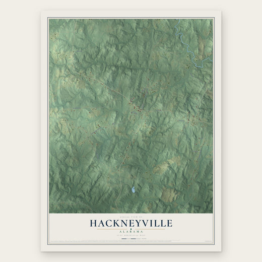 Hackneyville, Alabama map print, the full design