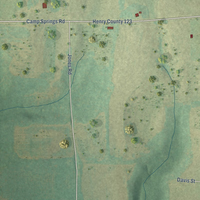 Second close-up of the map of Haleburg, Alabama print showing more streets and buildings
