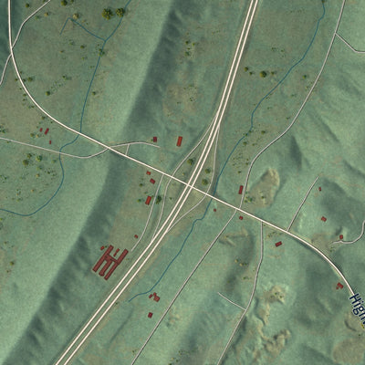 Close-up of the map of Hammondville, Alabama print showing street and building detail