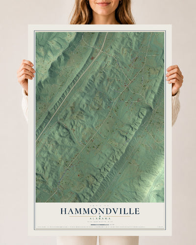 Map of Hammondville, Alabama, 24 x 36 inch unframed archival matte print
