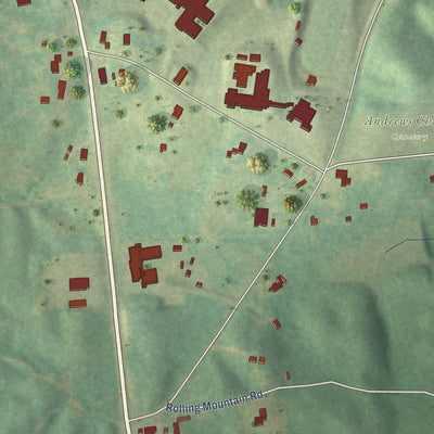 Close-up of the map of Hanover, Alabama print showing street and building detail