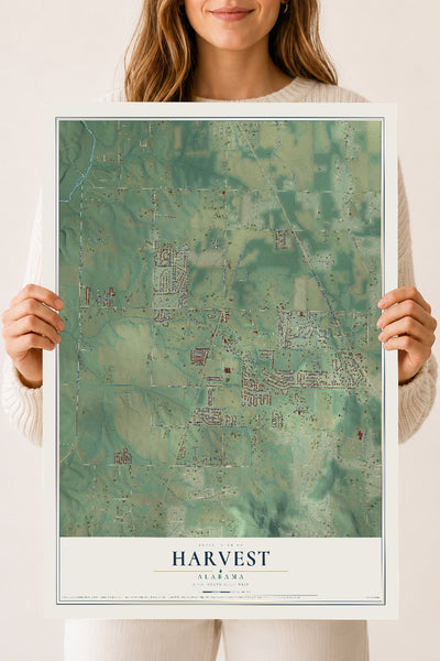 Map of Harvest, Alabama, 18 x 24 inch unframed archival matte print