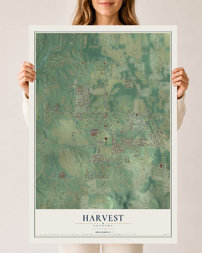 Map of Harvest, Alabama, 24 x 36 inch unframed archival matte print