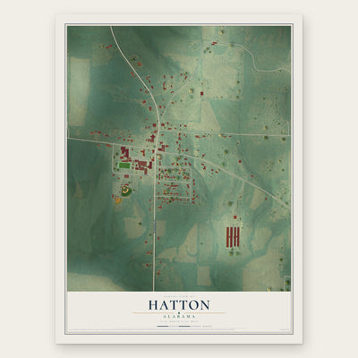 Hatton, Alabama map print, the full design