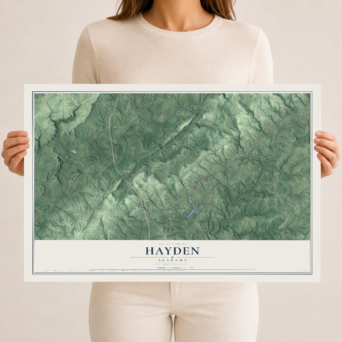 Map of Hayden, Alabama, 12 x 18 inch unframed archival matte print