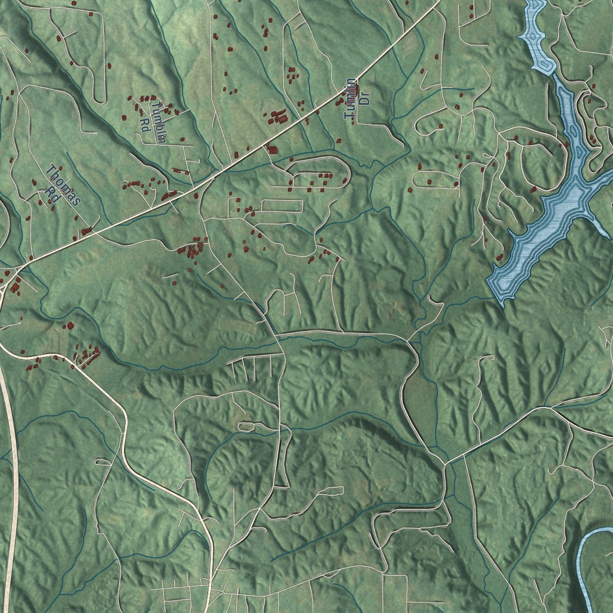 Close-up of the map of Hayden, Alabama print showing street and building detail