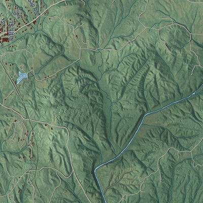 Second close-up of the map of Hayden, Alabama print showing more streets and buildings
