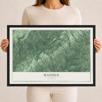 Map of Hayden, Alabama, 12 x 18 inch print in a black wood frame