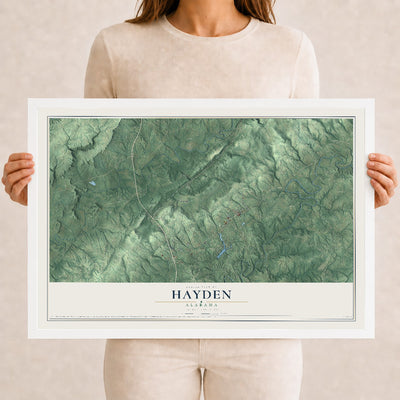 Map of Hayden, Alabama, 12 x 18 inch print in a white wood frame