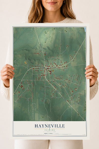 Map of Hayneville, Alabama, 18 x 24 inch unframed archival matte print