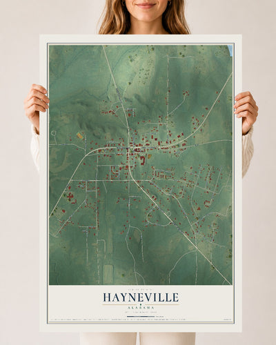 Map of Hayneville, Alabama, 24 x 36 inch unframed archival matte print