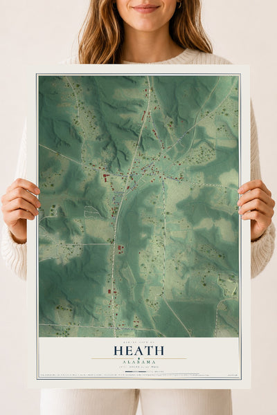 Map of Heath, Alabama, 18 x 24 inch unframed archival matte print