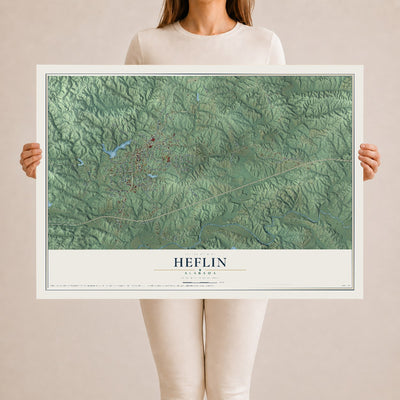 Map of Heflin, Alabama, 24 x 36 inch unframed archival matte print