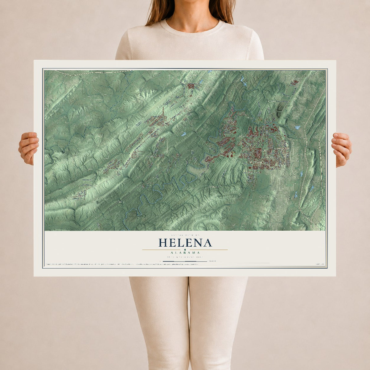 Map of Helena, Alabama, 24 x 36 inch unframed archival matte print